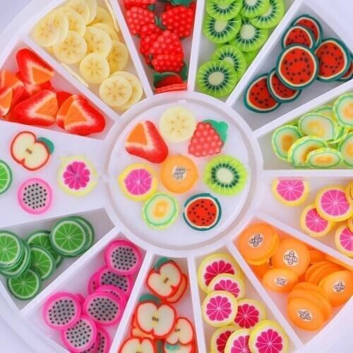 3D Polymer Clay Fruit Nails Art Sliders Decorations for Acrylic Manicure Nail Design Accessories Nail Parts Decor Sticker