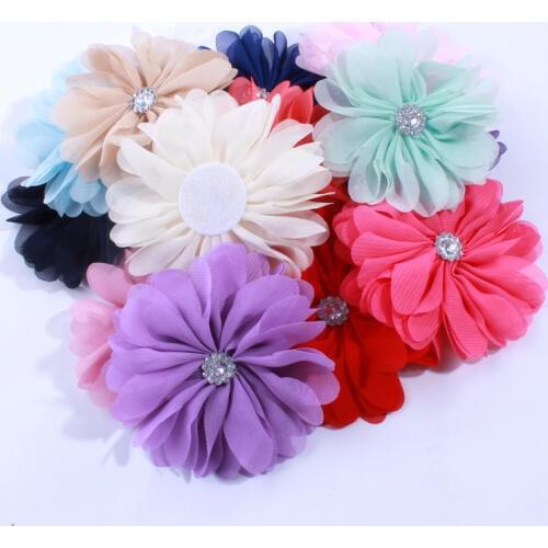 50PCS 6.5CM Fashion Chiffon Puff scalloped Flowers For Hair Clips Soft Ballerina Flowers For headbands