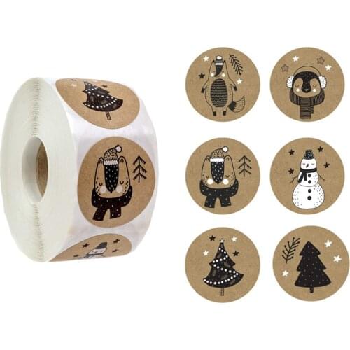 500pcs 6 Styles 1 Inch Christmas Theme Seal Labels Stickers For DIY Gift Baking Package Envelope Stationery Decoration