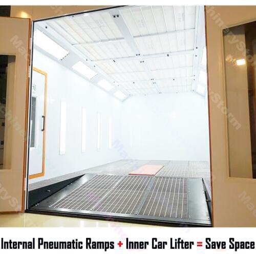 Car spray paint booth with scissor lift spray booth oven internal pneumatic ramps car paint cabinet save space paint cabine
