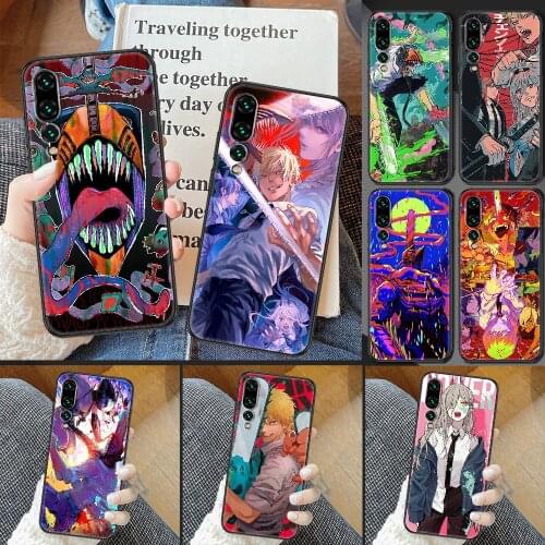 Anime Chainsaw Man Phone case For Huawei P Mate P10 P20 P30 P40 10 20 Smart Z Pro Lite 2019 black luxury coque silicone bumper