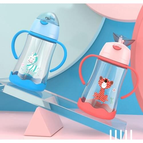 Kids Water Sippy Cup Creative Cartoon Baby Feeding Cups with Straws Leakproof Water Bottles Outdoor Portable Childrens Cups