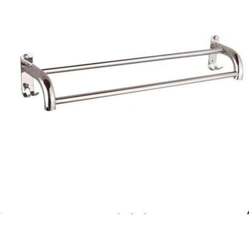 30/40/50/60/70/80cm Black / Silver Wall Mounted Double Towel Rack Hotel Rail SS304 Tube Black Storage Rack Organizer