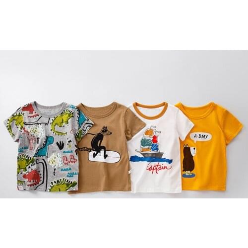 Baby Boys Cotton T Shirts Tees Kids Summer Clothes Teen Girls Cartoon Printed Short Sleeve T-Shirt Tops Child Boutique Costumes