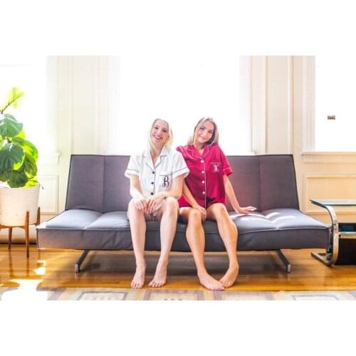 Custom Monogram Bridesmaid Pajama Set Bridesmaid PJs Satin Short Set Personalized Pajamas Set Bridesmaid Robes Bridal Pyjamas