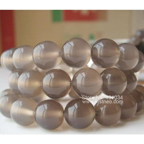 Round Grey Agate Loose Bead Strand 16'' Inch