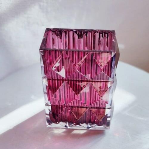 3.5kg 9.6×15×20cm Square Diamond cutting crystal vase