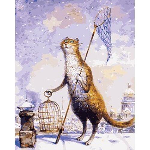 MaHuaf-W382 city cat Acrylic Paint By Numbers Oil Painting Gift Coloring By Numbers Frameless Picture On Wall decor