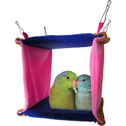 Small Animal Soft Plush House Bird Parrot Warm Nest Hammock Pet Hanging Cage Standing Bird House Tent