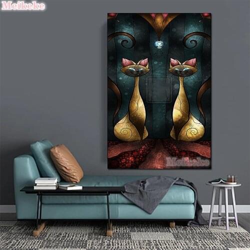 Cute Cats Geometric 5d diy Diamond Painting Full Round Rhinestone Embroidery Diamonds Mosaic Kit Cross Stitch Wall Home Decor