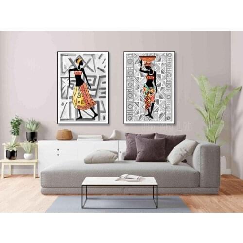 Black Woman African American Print Set Of 2 Ethnic Wall Canvas Africa Artwork Modern Art Decor