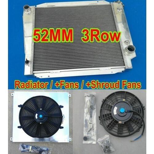 NEW Aluminum Radiator + Shroud Fans For 1966-1977 Ford Bronco Wagon Ranger 2.8L 3.3L 4.7L 5.0L I6 V8 170 289 200 302 Cu