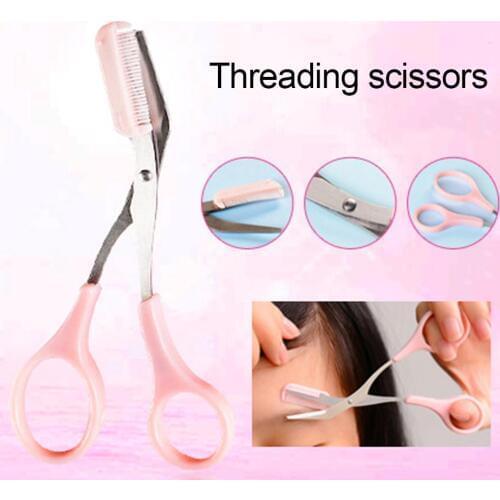 New Stainless Steel Eyebrow Trimmer Scissor with Comb Facial Hair Removal Shaver