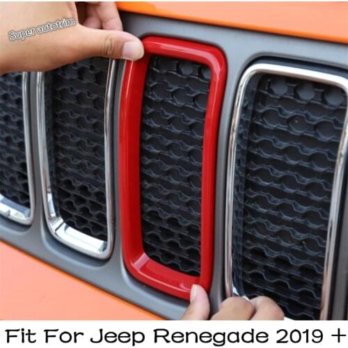 Lapetus Front Insert Car Racing Grilles Vent Hole Trim Ring Cover Trim Fit For Jeep Renegade 2019 2020 ABS Accessories Exterior