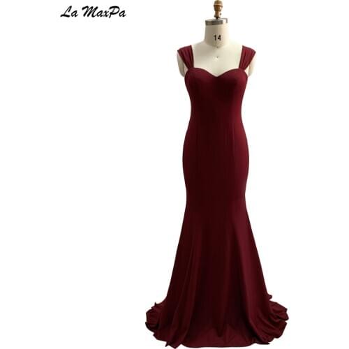 Cap Sleeves Burgandy Crepe Mermaid Bridesmaid Dress CMT102