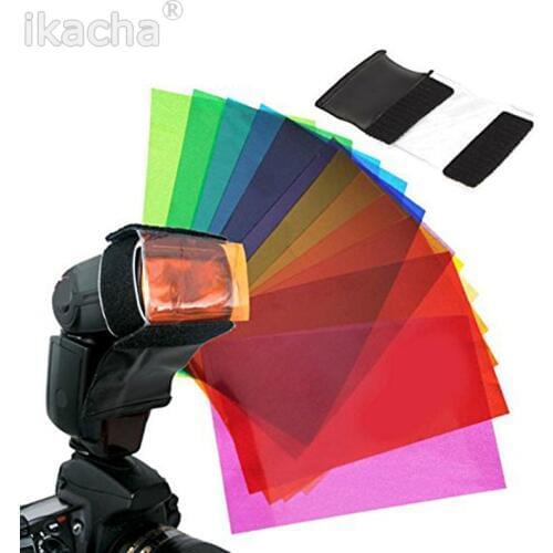 Hot 12pcs Flash Diffuser Universal Strobist Flash Speedlite Color Card Diffuser Lighting Gel Pop Up Filter For Canon Nikon Sony