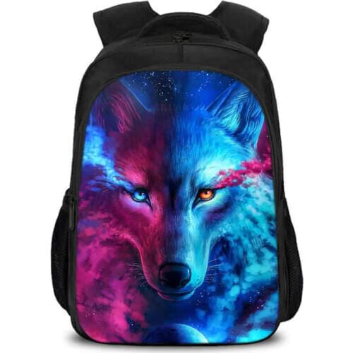 Kawaii 3D Print Wolf Animal Mochila Escolar Boys Girls School Bags Primary Students Backpacks Kids Satchel