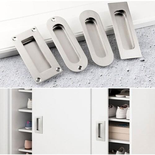 Hidden Recessed Pull Handle Stainless Steel Oval Flush Concealed Furniture Handles for Drawer Cupboard Cabinet Sliding Door Knob