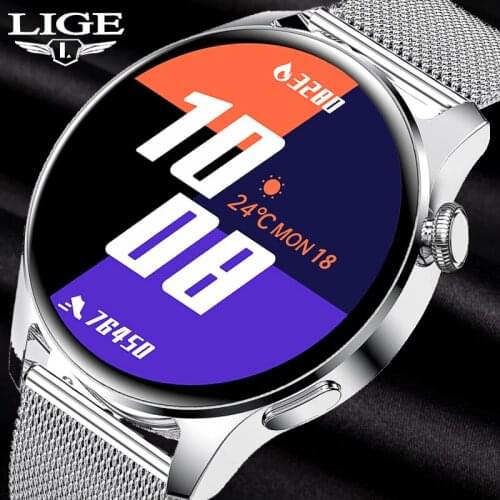 LIGE Smart Watch Men 1.28 inch Full Touch Screen Waterproof Bluetooth 5.0 Sport Fitness Tracker Smartwatch Women For Android IOS