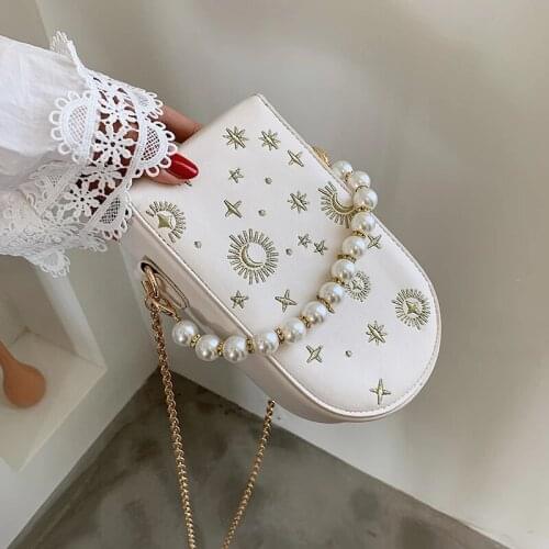 Luxury brand Embroidery bag 2021 New High quality PU Leather Womens Designer Handbag Solid color Shoulder bag 4colour hot