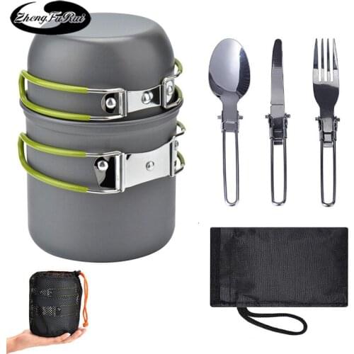 Outdoor products Hot sale Outdoor cookware set for 1-2 persons Portable camping cooker with tableware DS-101