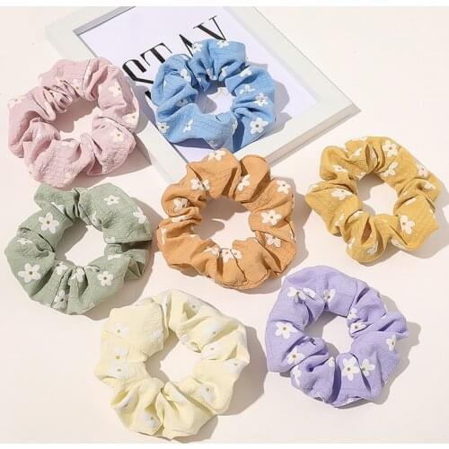 Vintage Scrunchie Hair Ties Flower Scrunchies Set Women Elastic Hair Bands Fashion Headband Ponytail Ties Rope Hair Accessories