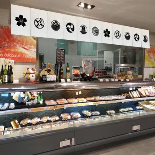 Japanese Black and White Door Curtain Flag Curtain Small Hanging Flag Japanese Restaurant Sushi Shop Decor Noren