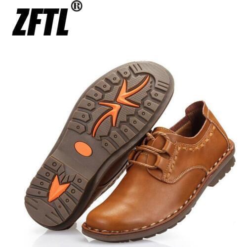 ZFTL New Men casual shoes Genuine Leather male leisure lace-up soft leather non-slip shoes man business shoes spring/autumn 074