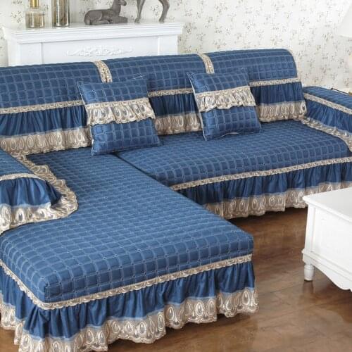 New Jacquard Sofa Cover with Skirt European Sectional Couch Elastic Sofa Cover Mat Stretch for Living Room Armchair Slipcover