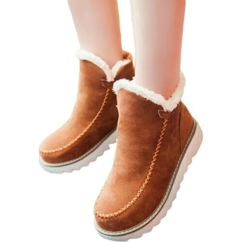 Big Size 34-43 Winter Snow Boots Women Ankle Boots 2021 Round Toe Platform Winter Shoes With Fur Woman Fur Shoes