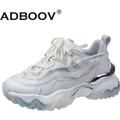 ADBOOV 2021 New Breathable Chunky Sneakers Women Thick Sole Fasion Platform Casual Shoes Female