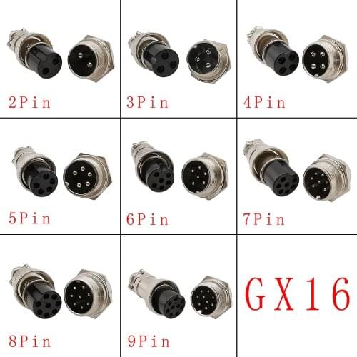 1Pcs GX16 Circular Male Female Socket Plug 2Pin 3Pin 4Pin 5Pin 6Pin 7Pin 8Pin Wire Panel Aviation Connector
