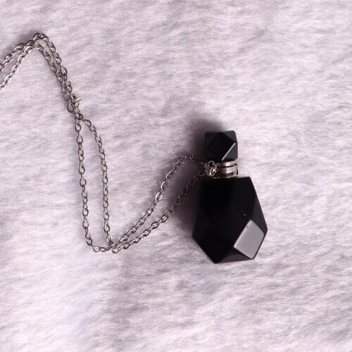 1PC Natural stone Onyx Facet Reiki Pendant Black Agates Healing Aromatherapy Crystal Quartz Perfume Bottle Necklace Jewelry Free