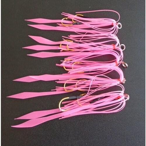10pcs Silicone Luminous Fishing Baits with Hooks Skirt Assist Hook Lure Random Color QW