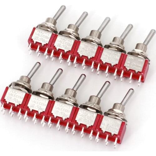 10Pcs SH T8011 6Pin ON-ON Maintained 2 Position DPDT Mini Toggle Switch 5A/125VAC