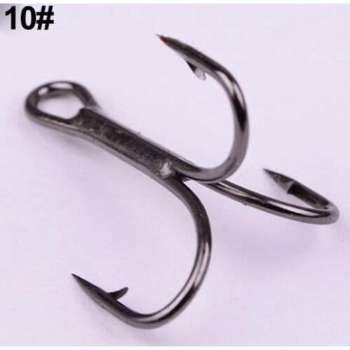 100Pcs High Carbon Fishing Hook Treble Hooks Super Sharp solidHooks 7 Size 2/4/6/8/10/12 Triple Barbed Steel Fish hook