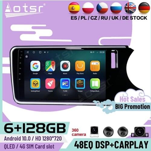 128G Carplay Multimedia Stereo Android 10 Player For Honda City Grace 2014 2015 2016 2017 GPS Navi Car Radio Receiver Head Unit