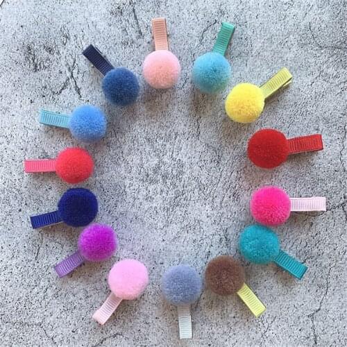 20pc/lot Girl Hairpins with Small Lovely Soft Fur Pompom Mini Ball Gripper Hairball Pom Hairclips Children Hair Clip Accessories
