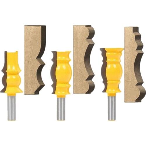 3 Pcs 1/2 Inch Shank Crown Molding Router Bit Raised Panel Wood Milling Cutter Set Rail & Stile Woodworking Miter