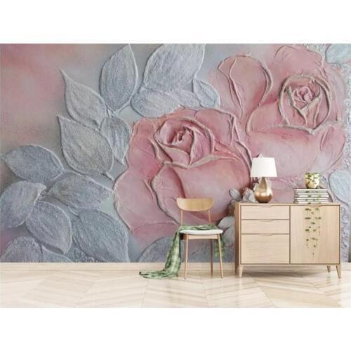 3d Photo of Rose Relief Rose 3d Wall Murals Embossed Non-Woven for Bedroom TV Background 3d Wall Mural Wallpaper Restaurant