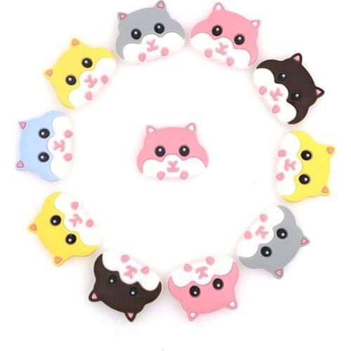 Kovict 5/10 pcs cute mini cat Silicone Beads Animal Baby Teether Infant Teething Bead For DIY Necklace Accessories Toy
