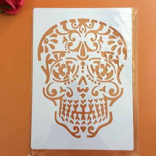 A4 29 * 21cm DIY Stencils Wall Painting Scrapbook Coloring Embossing Album Decorative Paper Card Template,wall skull stencil