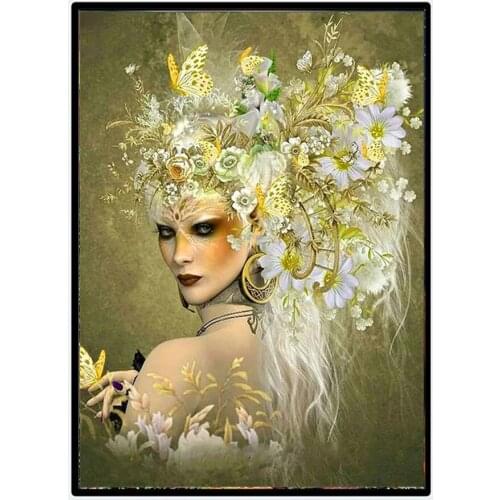 Full SquareRound 5d Diamond Painting Woman Mosaic Flower DIY Portrait Home Living Room Bedroom Decoration Craft Kit