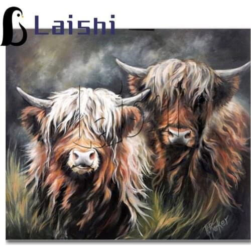 Diamond Painting Full Square Round Drill Dutch Highland Cattle Diamond Painting Embroidery Cross Stitch Crystal Mosaic Picture