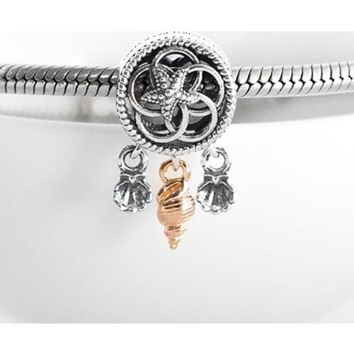 Authentic S925 Bead Dream Catcher Shell Charm fit Lady Bracelet Bangle Girl Birthday Gift DIY Jewelry