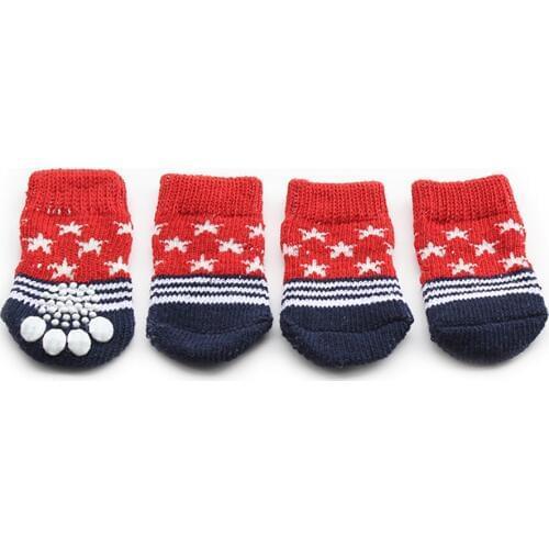 White Striped Five-Pointed Star Pattern Latex Skid-Proof Socks For Dogs Pet Dog Sock 6081045 Puppy Supplies