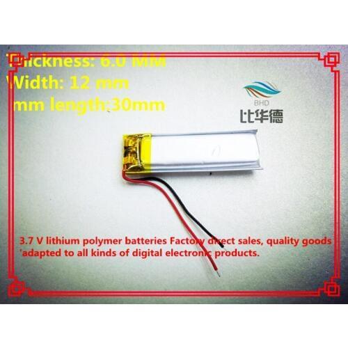 Free shipping)Polymer lithium battery 3.7 V, 601230 180mah can be customized wholesale CE FCC ROHS MSDS quality certification
