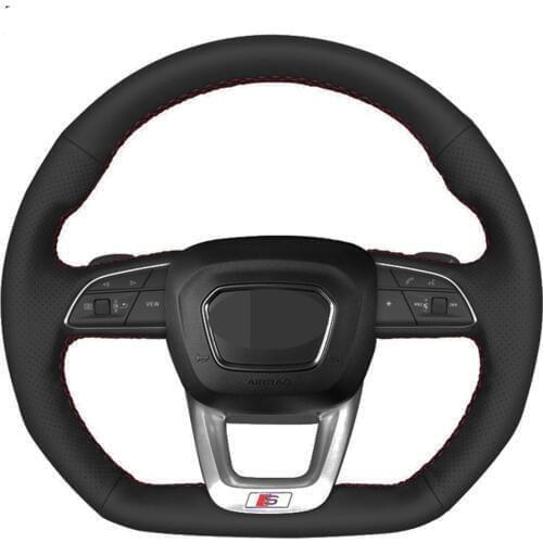 Car Steering Wheel Cover Hand-stitched Artificial Leather For Audi Q3 2018-2019 Q5 SQ5 2017-2019 Q7 SQ7 2015-2019 Q8 SQ8 2019