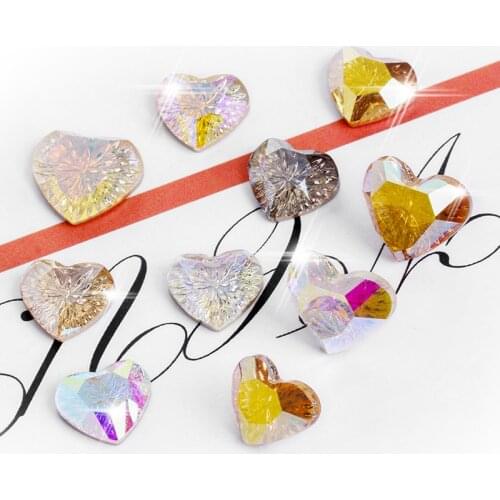 Heart Shape Nail Decoration Rhinestones K9 Glass Crystal Strass Flatback Shiny Nail Stones DIY Accessories Korean Style