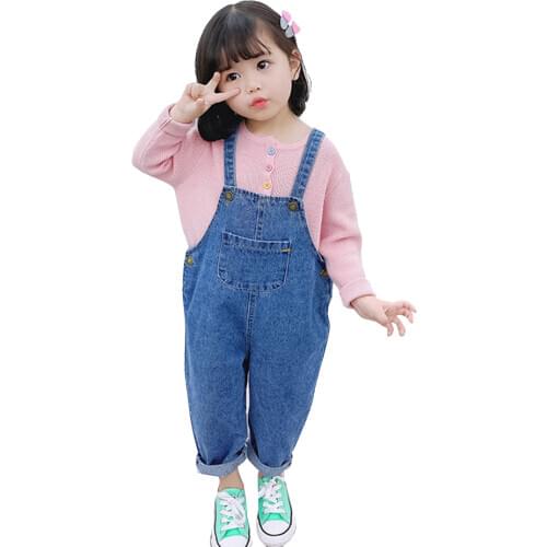 Girls Kids Denim Overall 2020 Autumn Baby Girl Romper Jumpsuit Toddler Baby Girl Clothes Size 2-6Y